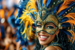 ai gegenereerd braziliaans carnaval maskers foto