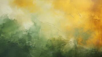 ai gegenereerd abstract kleur kunst schilderij met groen geel verf structuur achtergrond foto