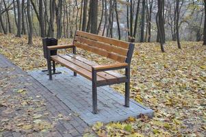 gebladerte en kleine architectonische vormen in het herfstpark foto