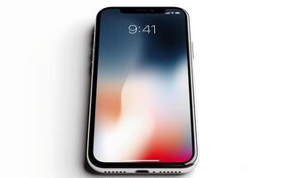 ai gegenereerd voorkant visie van smartphone apparaat met een wit achtergrond foto
