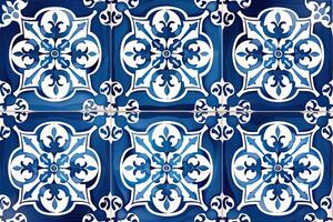 ai gegenereerd Portugees azulejo tegels. blauw en wit prachtig naadloos patronen. foto