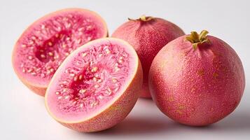 ai gegenereerd visie van heerlijk vers fruit guava Aan een wit achtergrond foto