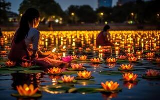 ai gegenereerd Thailand festival loy krathong. ai generatief foto