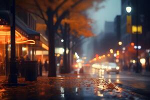 ai gegenereerd Amerikaans downtown straat visie Bij herfst avond , neurale netwerk gegenereerd beeld foto