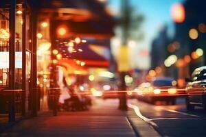 ai gegenereerd Amerikaans stad straat visie Bij zomer nacht, neurale netwerk gegenereerd beeld foto