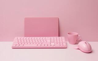 ai gegenereerd roze toetsenbord Aan Aan achtergrond, uitverkoop banier, cyber maandag uitverkoop, generatief ai foto
