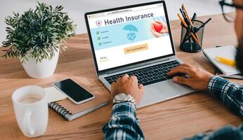 Gezondheid verzekering web plaats modieus registratie systeem voor gemakkelijk het formulier vulling concept foto