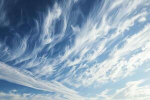 foto van sommige wit whispy wolken en blauw lucht cloudscape