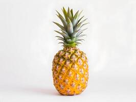 ai gegenereerd ananas geïsoleerd Aan wit achtergrond met knipsel pad en kopiëren ruimte. foto