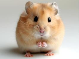 ai gegenereerd schattig en oranje hamster Aan wit achtergrond. foto