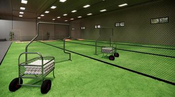 binnen- batting kooien voor basketbal en softbal 3d renderen illustratie foto