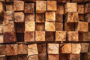 achtergrond van patroon hout sectie. rooster van hout vierkanten. de rauw van materiaal hout Aan stapel. foto