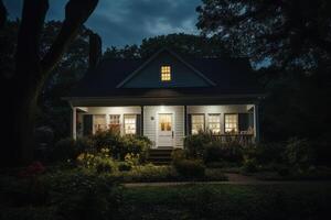 ai gegenereerd voorbereidingen treffen huis naar verkopen. land type huis. voorkant visie. echt landgoed. luxe huis foto