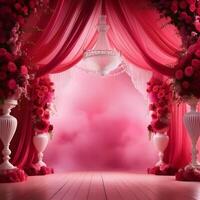 ai gegenereerd etherisch bruiloft rood en roze achtergrond, futuristische foto