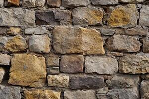 ai gegenereerd rustiek steen muur, oud steen textuur. foto