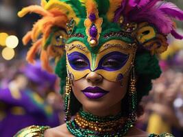 ai gegenereerd mardi gras masker kostuum, traditioneel carnaval ontwerp. generatief ai foto