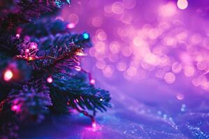 ai gegenereerd Kerstmis en nieuw jaar vakantie achtergrond met kleurrijk bokeh onscherp lichten foto