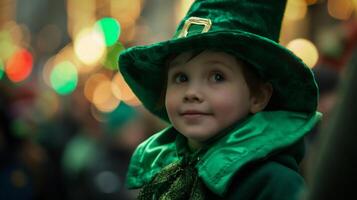 ai gegenereerd niet geïdentificeerd mensen Bij de st. Patrick dag optocht foto