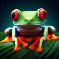 ai gegenereerd realistisch beeld van rode ogen kikker, welke leeft in tropisch bossen. foto