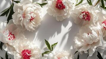 ai gegenereerd mooi roze pioen bloem Aan zuiver wit achtergrond geïsoleerd foto