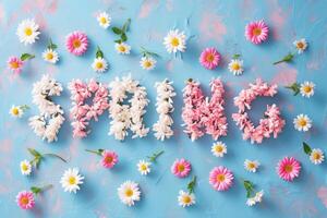 ai gegenereerd brieven voorjaar gemaakt van bloemen in pastel kleuren. generatief ai foto