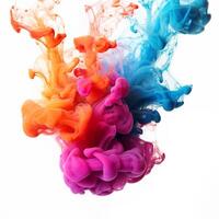 ai gegenereerd regenboog inkt in water kleurrijk rook kunst foto