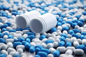ai gegenereerd kleurrijk pil verpakking markeren antibiotica weerstand in farmaceutisch industrie. foto