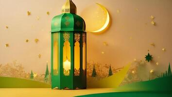 ai gegenereerd Ramadan feestelijk lantaarn foto