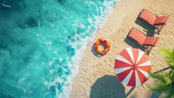 ai gegenereerd strand van de top Aan zand.top visie , 3d illustratie ai gegenereerd foto