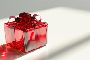 ai gegenereerd 3d geschenk doos met rood hart Aan wit achtergrond leeg ruimte ai gegenereerd foto