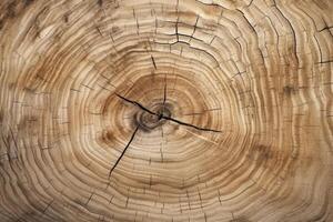 ai gegenereerd detailopname van besnoeiing boom romp hout structuur foto