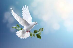 ai gegenereerd wereld vrede dag duif brengt hoop en harmonie foto