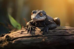 ai gegenereerd baby alligator resting in Everglades nationaal park. foto