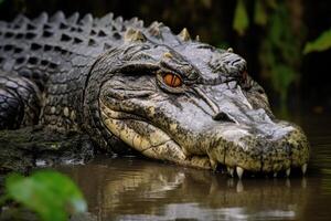 ai gegenereerd Amerikaans krokodil in tuinen de la reina, Cuba foto