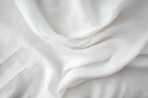 ai gegenereerd natuurlijk handgemaakt wit linnen kleding stof backdrop foto