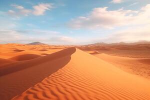 ai gegenereerd mooi landschap van de Sahara woestijn erg chebbi merzouga Marokko foto