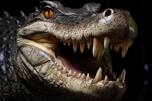 ai gegenereerd detailopname van Nijl krokodillen mond en tanden. foto