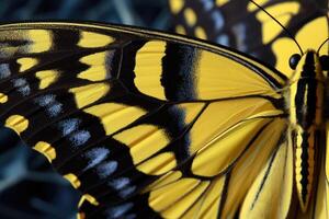 ai gegenereerd vlinder vleugel details geel zwaluwstaart papilio machaon samenvatting foto