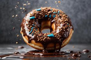 ai gegenereerd een smaak van watertanden donuts foto