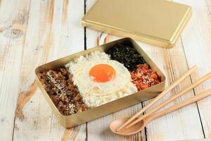 dosirak, Koreaans stijl Ingepakt maaltijd of Koreaans lunchbox. foto