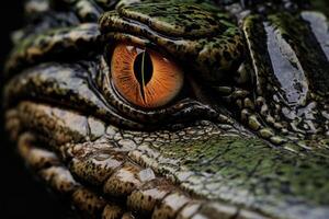 ai gegenereerd wild krokodil portret met getextureerde huid. foto