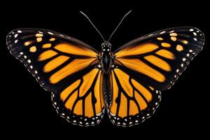 ai gegenereerd monarch vlinder Aan wit achtergrond foto
