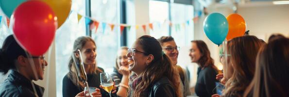 ai gegenereerd kantoor feesten, vastleggen de vreugdevol atmosfeer van kantoor feesten, achtergrond afbeelding, generatief ai foto