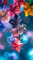 ai gegenereerd origami nacht lucht, achtergrond afbeelding, generatief ai foto