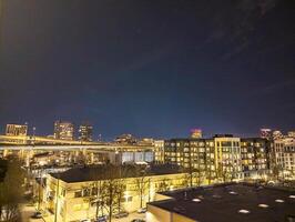 visie van Portland Bij nacht van een hoog punt in de stad. foto
