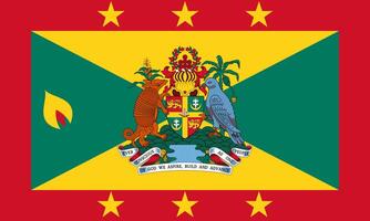 de officieel stroom vlag en jas van armen van grenen. staat vlag van Grenada textuur. illustratie. foto