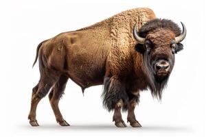 ai gegenereerd groot buffel bizon geïsoleerd Aan wit achtergrond foto