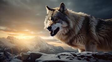 ai gegenereerd wolf hoog kwaliteit beeld foto