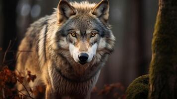 ai gegenereerd wolf hoog kwaliteit beeld foto