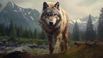 ai gegenereerd wolf hoog kwaliteit beeld foto